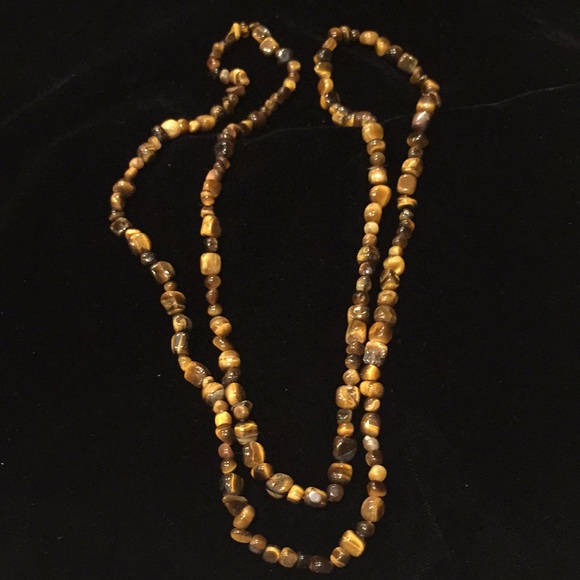 Eye of the TIGER Bead Necklace 34” long - Picture 6 of 8